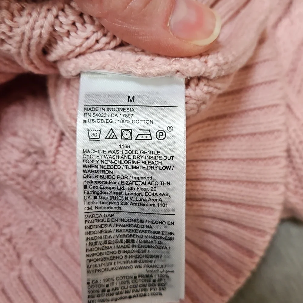 GAP X Loveshack Fancy Light Pink Cable Knit Women's Sweater - Picture 4 of 7